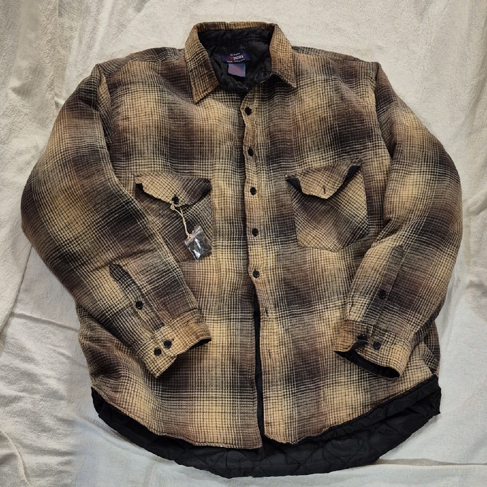 Brother Tan and Black Plaid Shirt Jacket